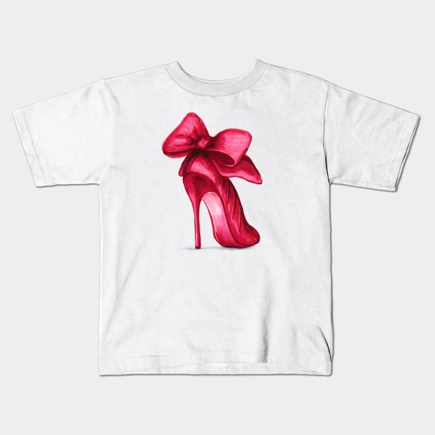 Ladies Red High Heels Shoes Kids T-Shirt by Svetlana Pelin